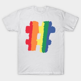 Colorful Rainbow Color Hashtag # LGBT LGBTQ Sign T-Shirt